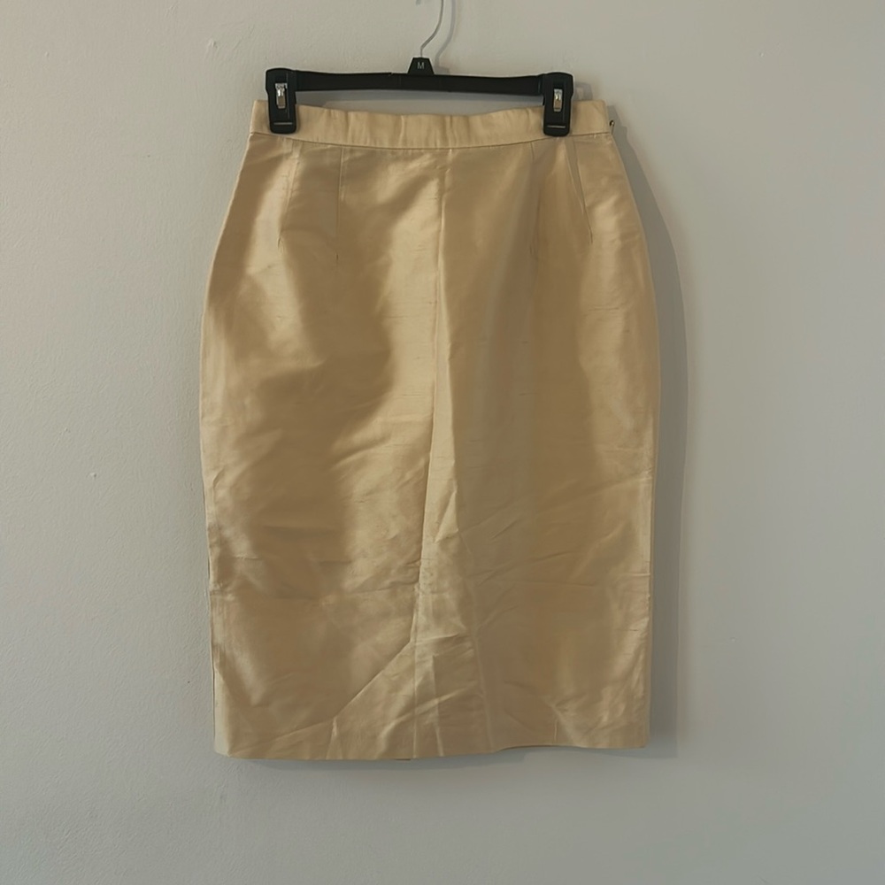 Vintage Zelda Cream Silk Lined Midi Skirt Size 10